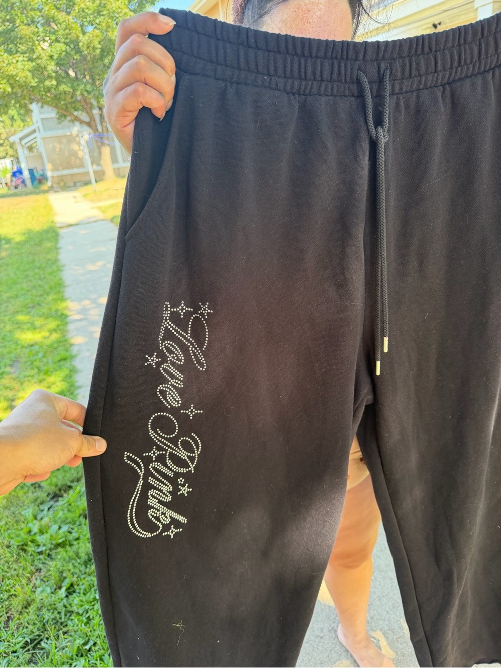 Victoria Secrets Sweatpants with Rhinestone Script - Picture 2 of 2